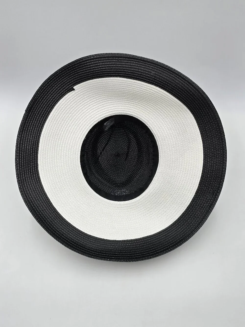 August Hat Company B&W Wide Brim Hat with Polka-Dot & Striped Accent Bow